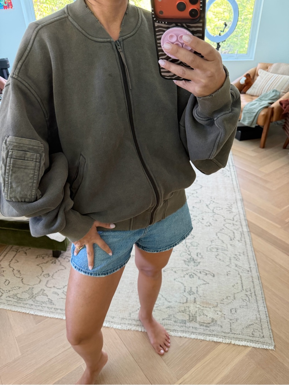 ACNE STUDIOS 
Folana Distressed Fleece Bomber Jacket